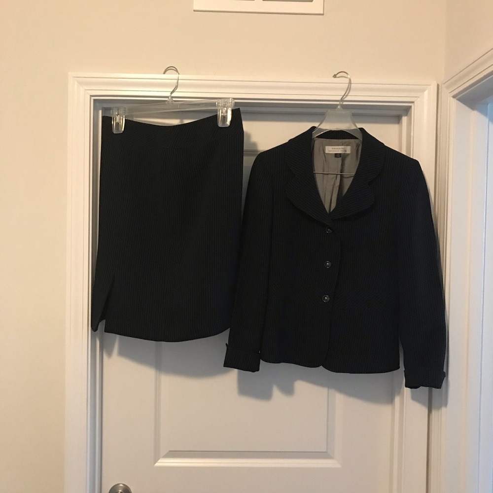 Black pinstriped suit